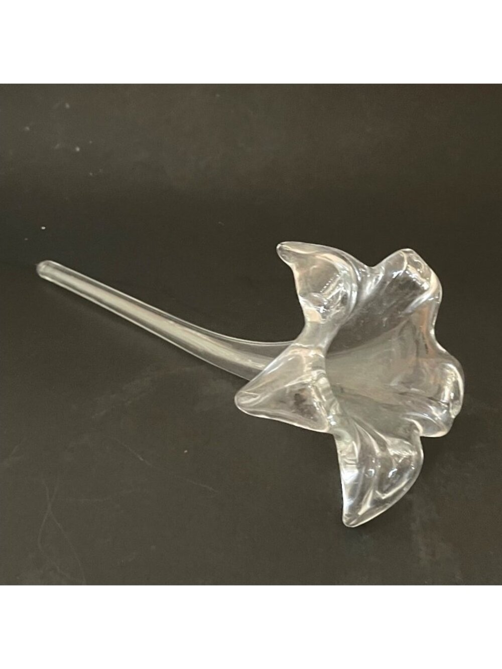 Vintage Hand Blown Flower Bud Vase Glass Amaryllis Side Lying Stem Trumpet Lily